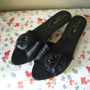 Yves Saint Laurent Black Wood Sandal Flower 40